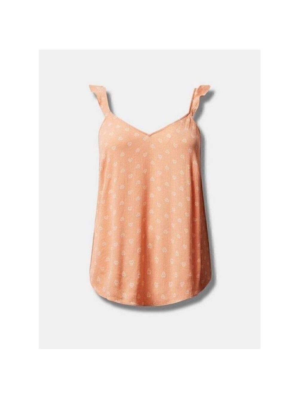 Torrid Washable Crinkle Gauze V-Neck Ruffle Strap Tank Sz 1
